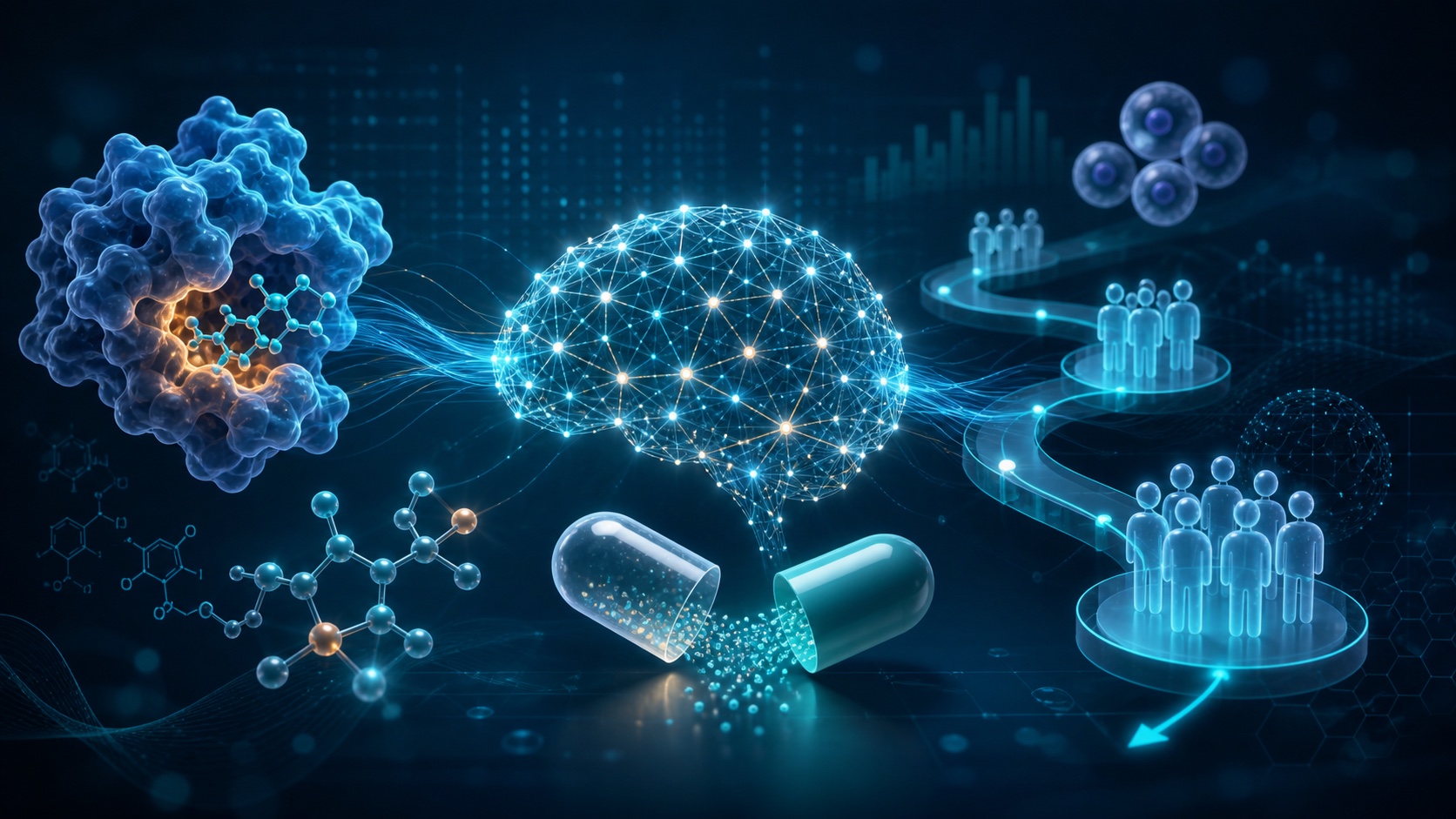AI 製藥管線與臨床開發示意封面